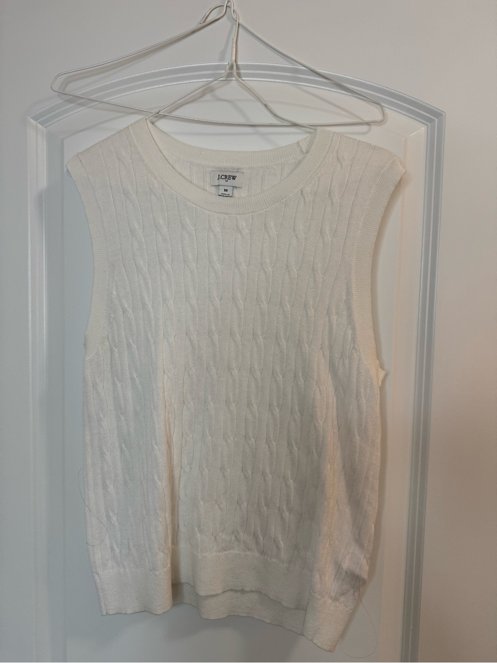 J. Crew Off-White Cable Knit Crewneck Sweater Vest